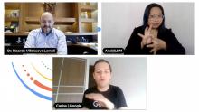 Dr. Ricardo Villanueva en una platica por videoconferencia